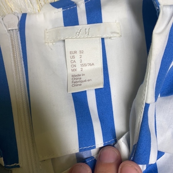 H&M - Blue & White Stripe Cotton Shirt Size XS - Picture 5 of 11